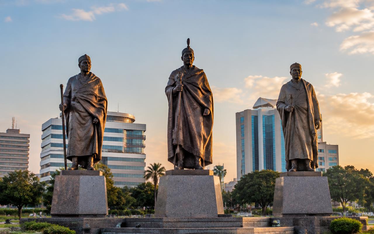 The Three Dikgosi Monument in Gaborone's central business district